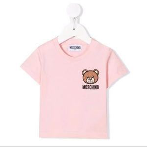 MOSCHINO Kids baby Teddy logo tee pink